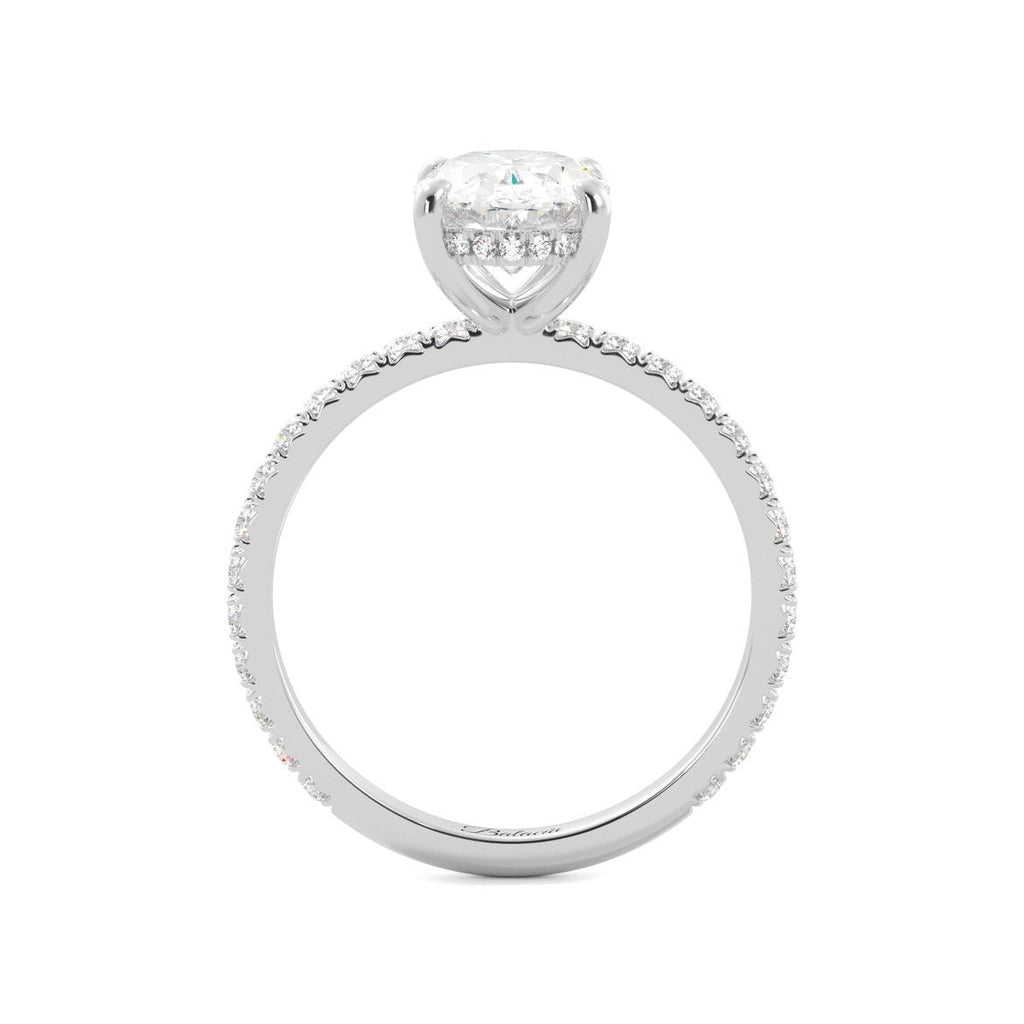 2.5 Carat 10x7mm Oval Moissanite Hidden Halo 10k White Gold Engagement Ring