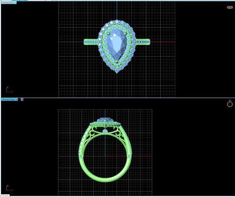 2 Carat Pear Diamond Double Halo Engagement Ring