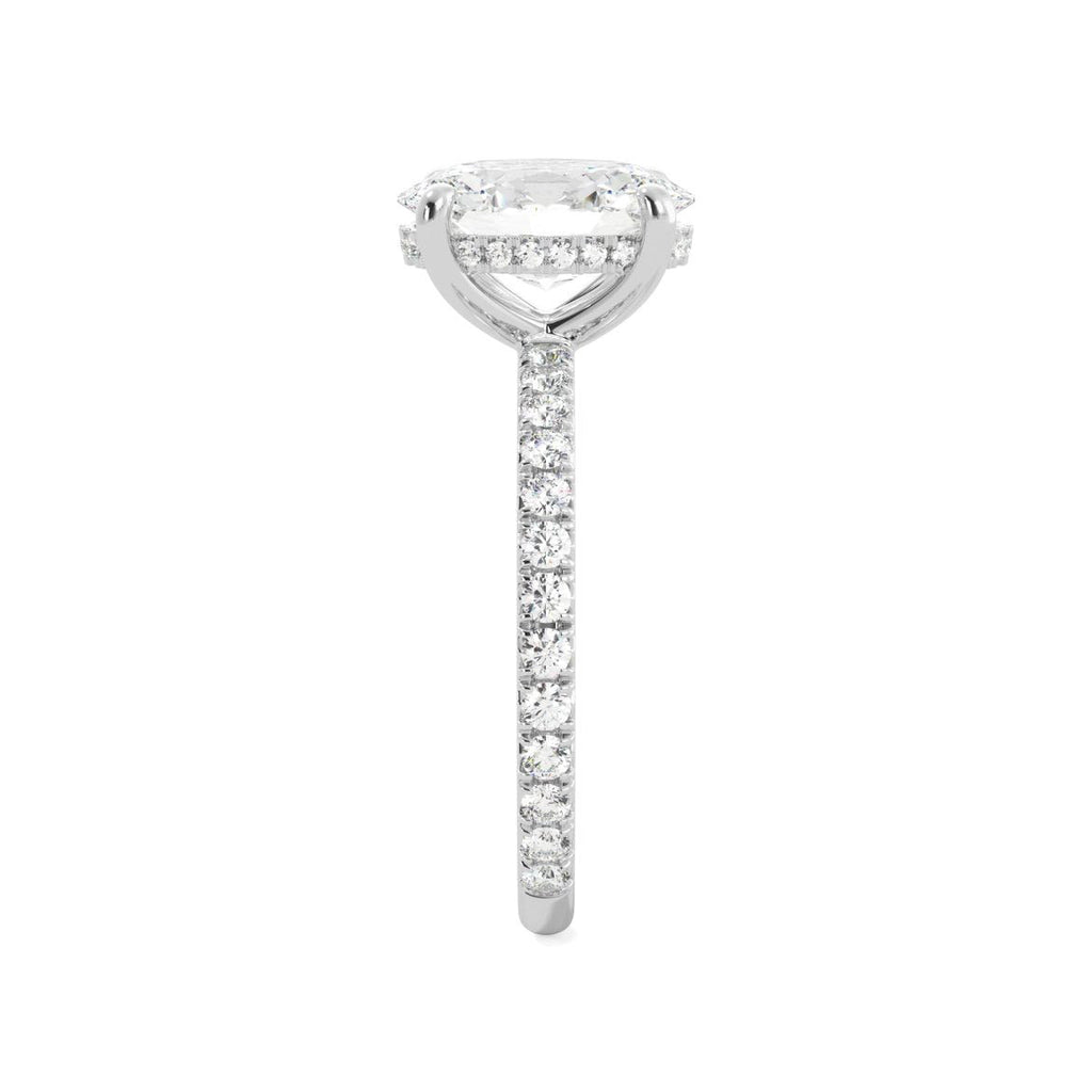 2.5 Carat 10x7mm Oval Moissanite Hidden Halo 10k White Gold Engagement Ring