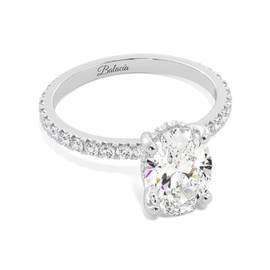 2.5 Carat 10x7mm Oval Moissanite Hidden Halo 10k White Gold Engagement Ring
