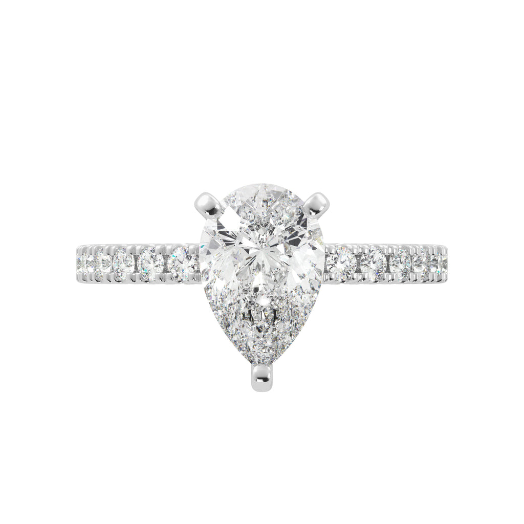 2 Carat Pear Diamond Hidden Halo 3/4 Eternity Engagement Ring
