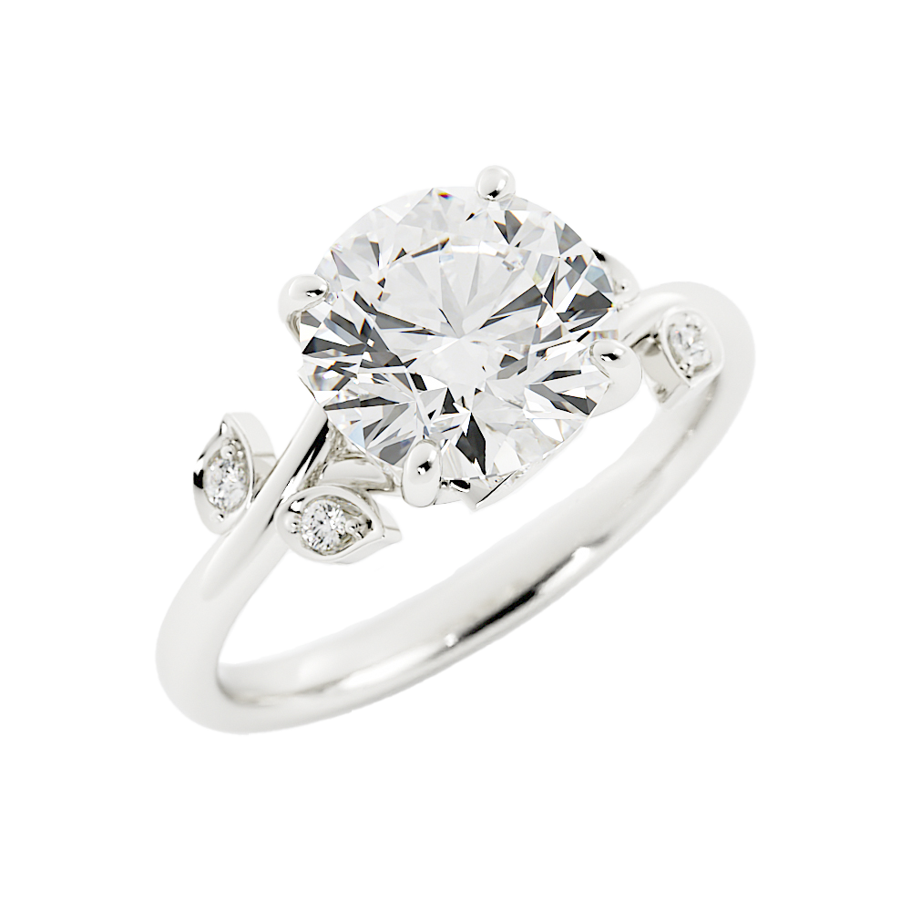 2.6 Carat Round Cut Diamond Engagement Ring 14k White Gold