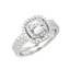 1.6 Carat Cushion Cut Diamond Double Halo Engagement Ring 14k White Gold